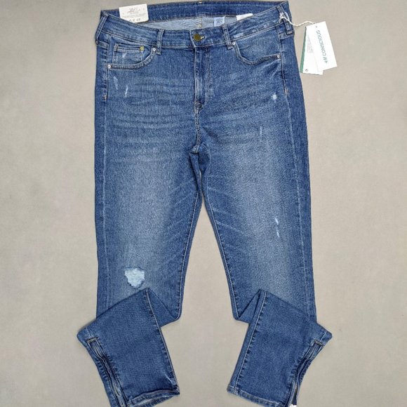 NWT H&M Medium Wash Skinny Zipper Ankle Jeans 32 - Picture 1 of 8